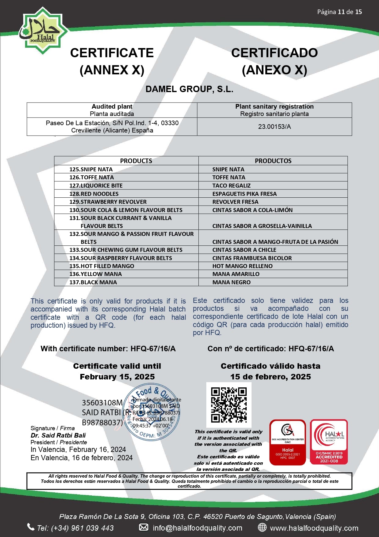 certificat halal Damel